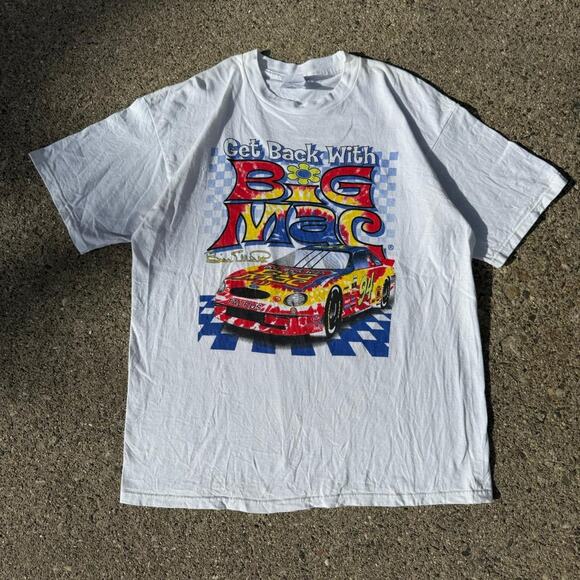 Vintage Nascar Bill Elliott Get Back Big Mac Tie Dye Flower Mcdonalds T Shirt - Picture 1 of 5